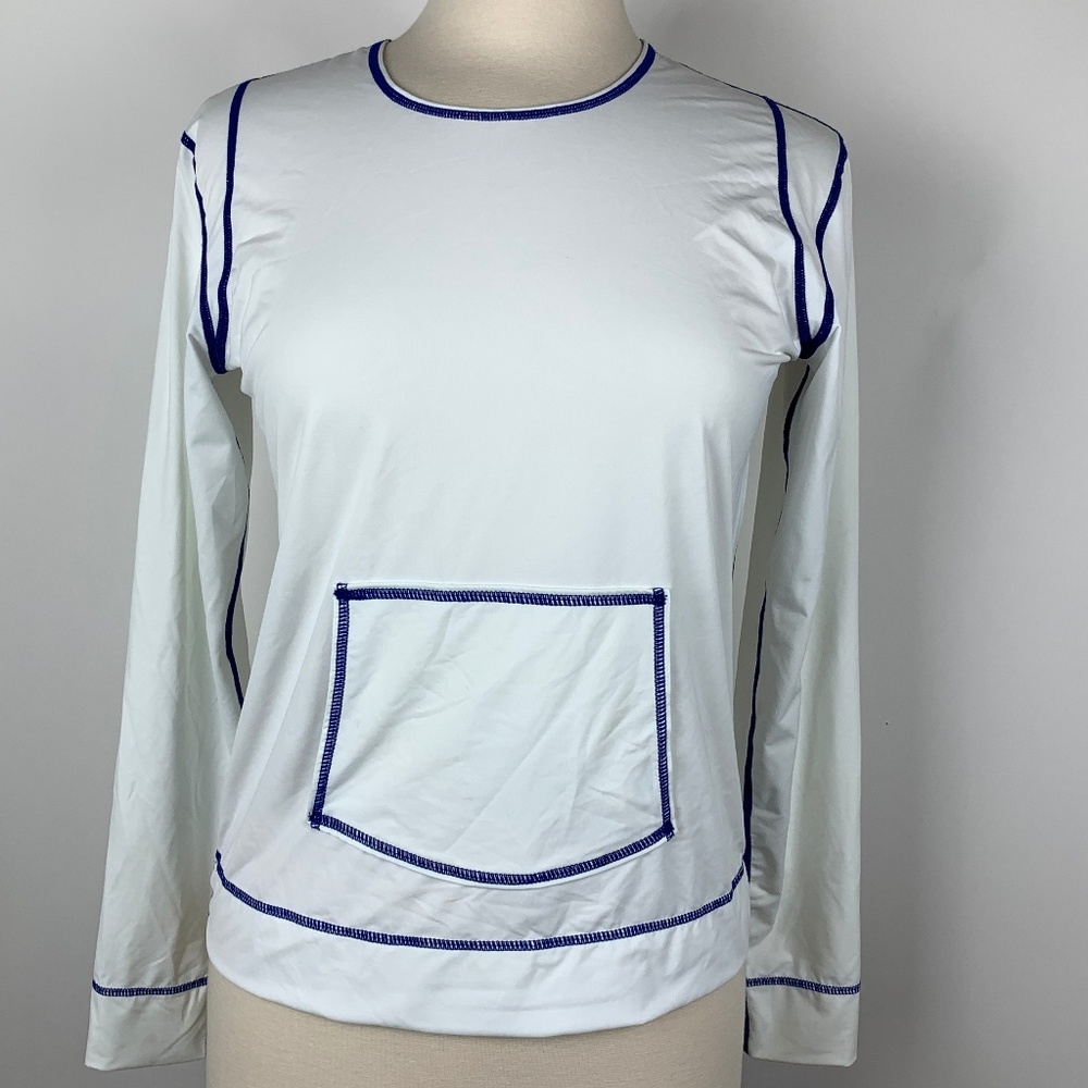 ATHLETA M Summer Shade Rashguard Long Sleeve White